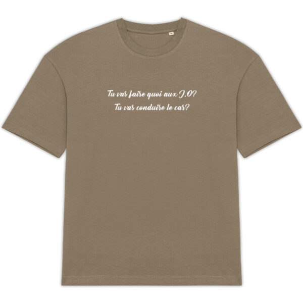 T-shirt Unisexe Oversized - Bio | "Tu vas faire quoi aux JO?"