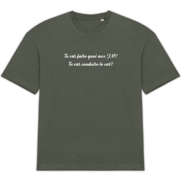 T-shirt Unisexe Oversized - Bio | "Tu vas faire quoi aux JO?"